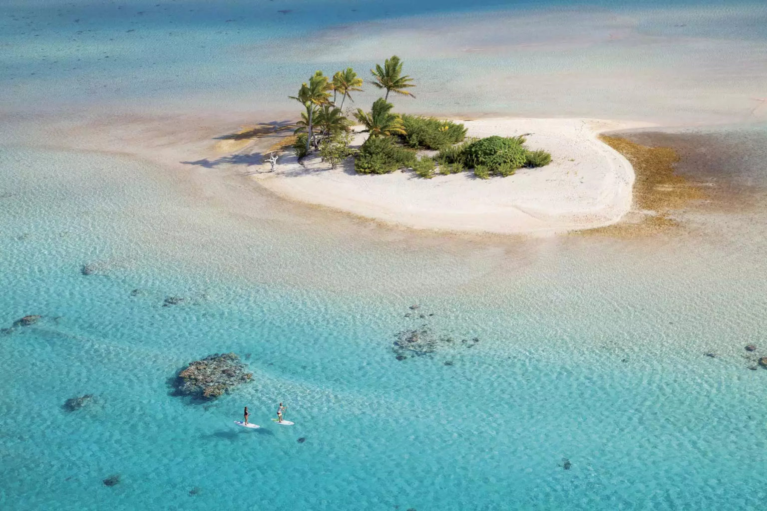 Private catamaran anchored near Moorea island