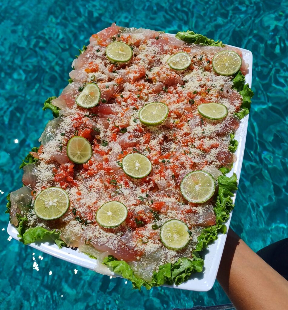 Traditional poisson cru with coconut milk and lime
